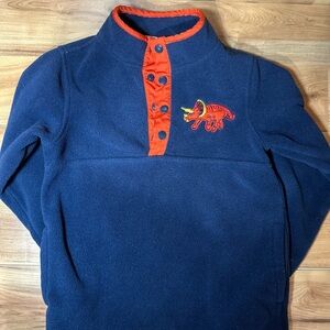 Kids Navy Fleece Pullover with Orange Trim
